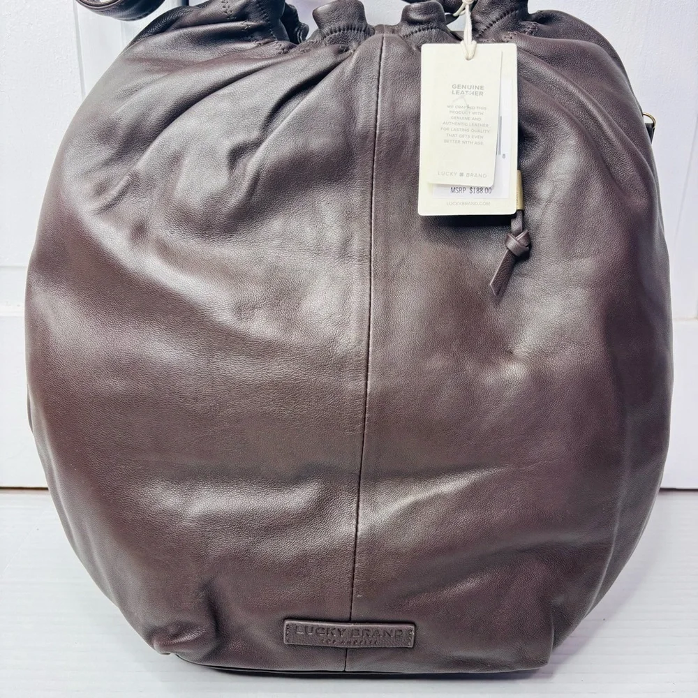 New LUCKY BRAND Chocolate Alva Hobo Shoulder Leather Bag